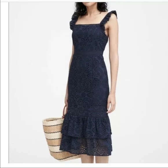 Banana Republic Dresses & Skirts - BANANA REPUBLIC NAVY BLUE EYELET SUNDRESS